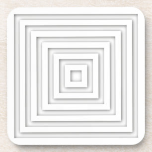 Weißes geometrisches Quadrat Untersetzer
