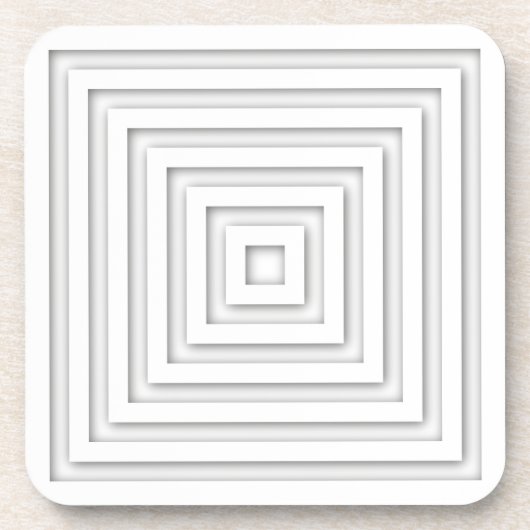 Weißes geometrisches Quadrat Untersetzer (Vorderseite)