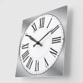Weißes Gesicht / metallischer Hintergrund römische Quadratische Wanduhr (Winkel)