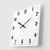 Weißes Gesicht mit Zahlen - ohne Brüche Quadratische Wanduhr (Winkel)