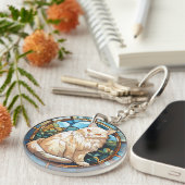 Weißes, gesüßtes Glas Schlüsselanhänger (Vorderseite rechts)