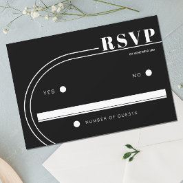 Weißes, gewölbtes Rahmen Schwarz-Minimalistisches  RSVP Karte