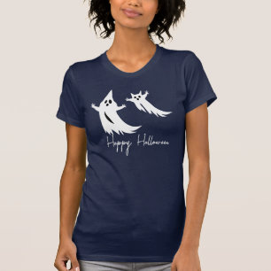 Weißes Ghost Halloween T-Shirt, Spooky Slogan & Gr T-Shirt