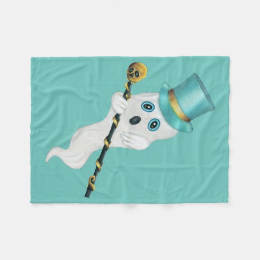 Weißes Ghost mit Albernem Face-Skull-Kanal Fleecedecke (Vorderseite (Horizontal))