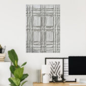 Weißes Gipsrelief Tartan Karo Texturiert 3D Mini Poster (Heimbüro)