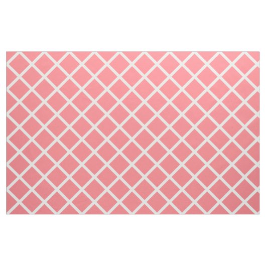 Weißes Gitter auf korallenrotem Rosa Stoff (Fat Quarter (45,7 x 55,9 cm))