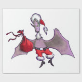 Weißes, glänzendes Papier mit der Aufschrift Santa Geschenkpapier (Flach)