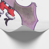 Weißes, glänzendes Papier mit der Aufschrift Santa Geschenkpapier (Ecke)