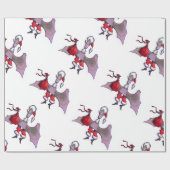 weißes, glänzendes Papier mit der Aufschrift Santa Geschenkpapier (Flach)