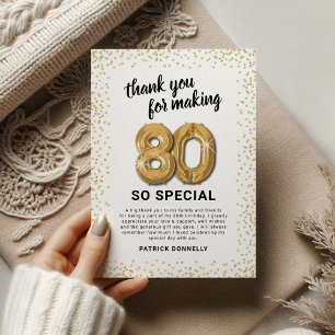Weißes Gold 80. Erwachsener Geburtstag Dankeskarte