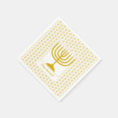 Weißes Gold anpassbar | Hanukkah | MENORAH Serviette (Ecke)