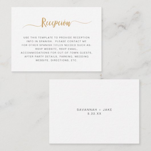 Weißes Gold Begleitkarte (Vorne/Hinten)