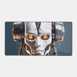 Weißes Gold Cyborg Androidengesicht Science-Fictio Schreibtischunterlage
