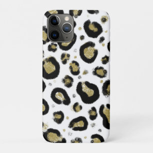 Weißes Gold Glitter & Schwarzer Leopard Geparden D Case-Mate iPhone Hülle