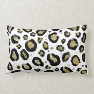 Weißes Gold Glitter und schwarzer Leopard Gepard D Lendenkissen