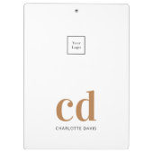 Weißes Gold-Monogramm-Firmenlogo Klemmbrett (Rückseite)