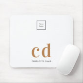 Weißes Gold-Monogramm-Firmenlogo Mousepad (Mit Mouse)