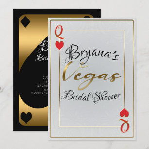 Weißes Gold Rote Herz-Königin Vegas Brautparty Einladung
