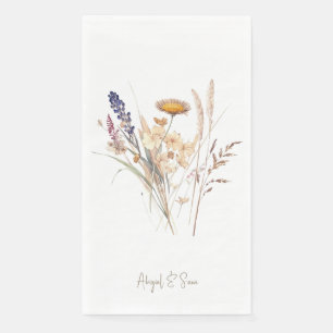 Weißes Gold Schrift Herbst Blumen Hochzeit Serviette