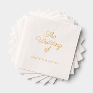 Weißes Gold Schrift Luxus Hochzeit Servietten Mit Folie
