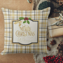 Weißes Gold schwarzes Karo mit Namen Weihnachten