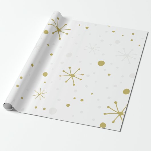 Weißes Gold Snowflake Textur Wrapping Papier Geschenkpapier (Ungerollt)
