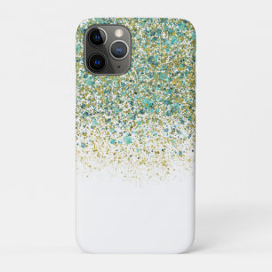 Weißes Gold & Türkisblauer Glitter Moderne Küsten- Case-Mate iPhone Hülle