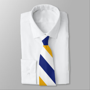 Weißes Gold und blaue Hochschulstreifen-Krawatte Krawatte