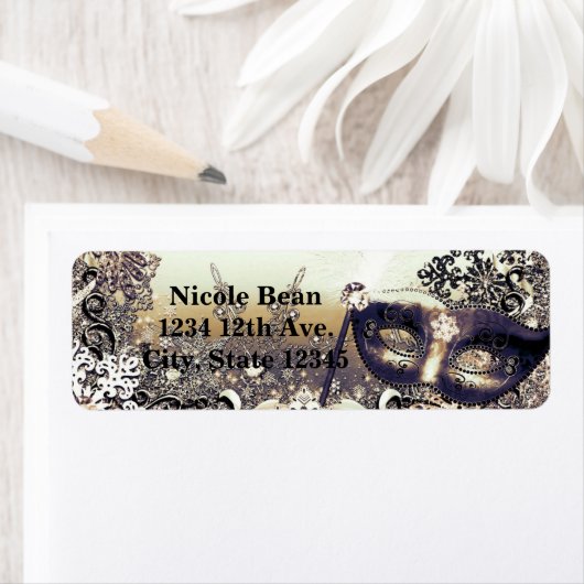 Weißes Gold und Bronze Masquerade Winterschneefloc (Insitu)