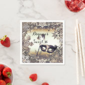 Weißes Gold und Bronze Masquerade Winterschneefloc Serviette (Beispiel)