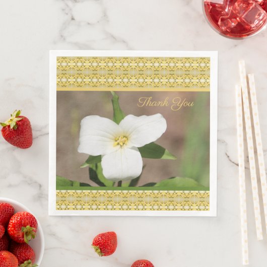 Weißes Gold und grünes Trillium Papier Napkins Serviette (Beispiel)