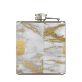 Weißes Gold und Marmor mit Goldfolie und Glitzer Flachmann (Rückseite)