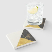 Weißes Gold und schwarzer MarmorsteinUntersetzer Steinuntersetzer (Seitenansicht)