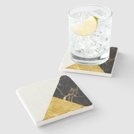 Weißes Gold und schwarzer MarmorsteinUntersetzer Steinuntersetzer (Seitenansicht)