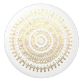 Weißes GoldBoho Stammes- Keramikknauf (Vorderseite)