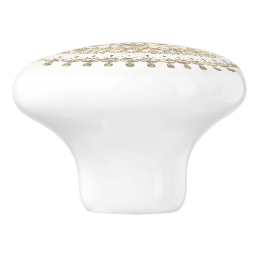 Weißes GoldBoho Stammes- Keramikknauf (Seitenansicht)