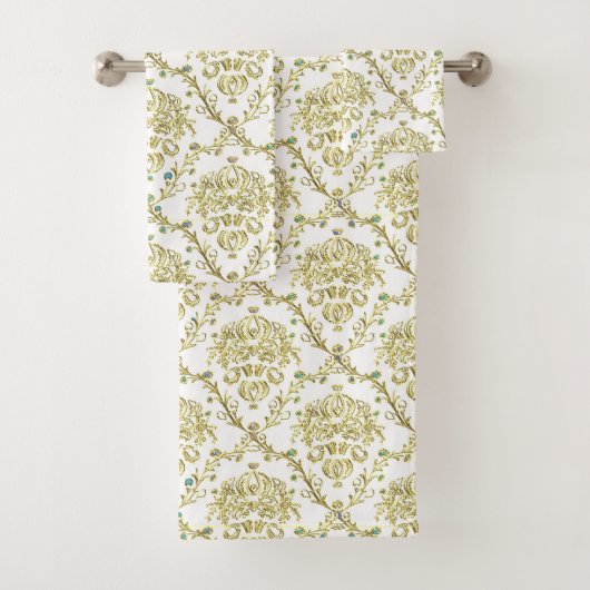 Weißes Golddamast-Tuch-Set Badhandtuch Set (Insitu)