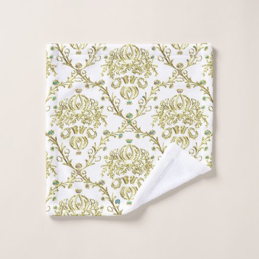 Weißes Golddamast-Tuch-Set Badhandtuch Set (Waschlappen)