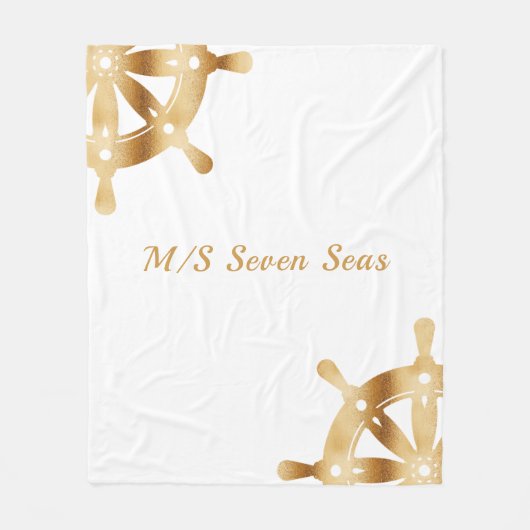 Weißes goldenes Boot Name Lenkrad Fleecedecke (Vorderseite)