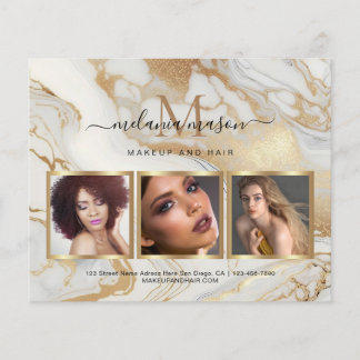 Weißes goldenes Marmor Makeup Künstlerisches Foto Flyer