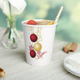 Weißes, goldenes und rotes Party Pappbecher