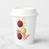 Weißes, goldenes und rotes Party Pappbecher (Vorderseite)