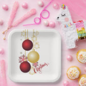 Weißes, goldenes und rotes Party Pappteller (Party)