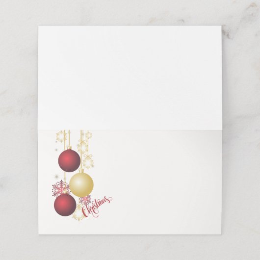 Weißes, goldenes und rotes Party Platzkarte (Außenseite Aufgefaltet)