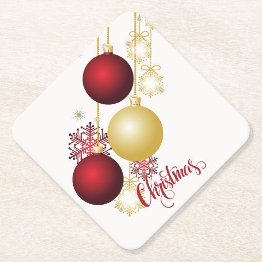 Weißes, goldenes und rotes Party Untersetzer (Vorderseite)