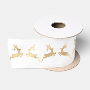 Weißes goldenes Weihnachtsfeiertags-Dekor-Ren Satinband