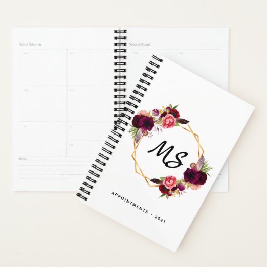 Weißes goldfarbenes Bordeaux-Monogramm Planer (Anzeige)