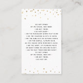 Weißes Goldherz Foto Beerdigungskarte Visitenkarte (Rückseite)