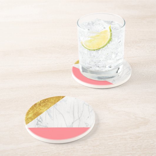 Weißes Goldlachs-Marmor Getränkeuntersetzer (Seite)
