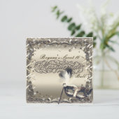 Weißes Goldmasquerade Maske Elegantes Ball Party Einladung (Stehend Vorderseite)